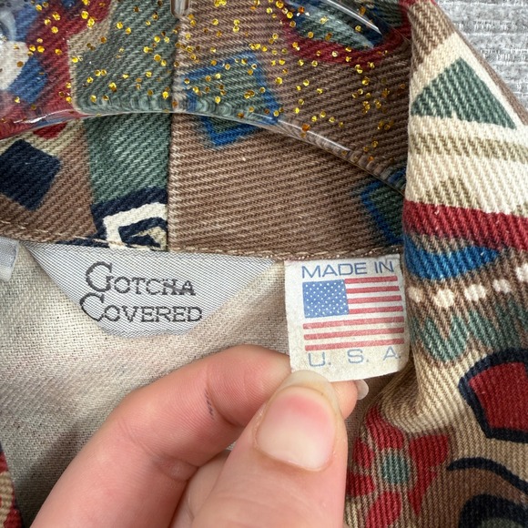 Vintage Gotcha Covered Southwestern Geometric Print Vest Made in USA Large - Picture 3 of 11